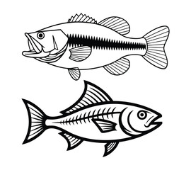 Jumping Fish Silhouettes, Tuna, Marlin, and Mackerel Vector Icon Pack
