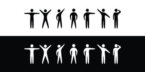stick figure man, human silhouette icons