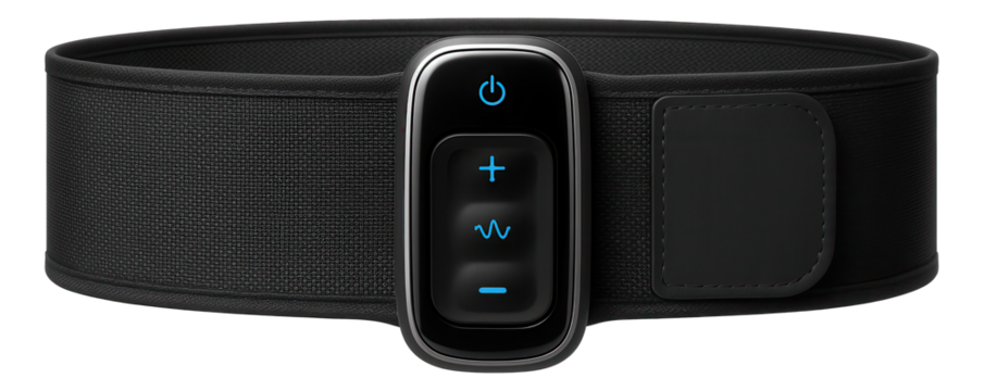 Rechargeable EMS belt with adjustable velcro strap and integrated remote control