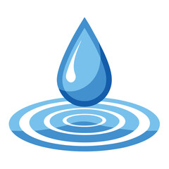 A water drop creating a ripple, on a plain white surface, for liquid, freshness, purity, or environmental themes.