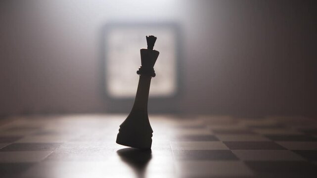 A person hand swings a chess piece on a chessboard in a circular motion