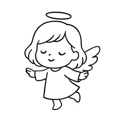 Obraz premium Cute Angel Child with Halo and Wings Flying – Divine Guardian Clipart