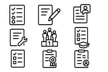 Outline icons for task management and evaluation success