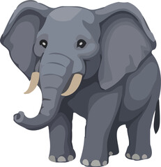 Cute baby elephant cartoon vector illustration isolated on white, perfect for safari or zoo animal clipart