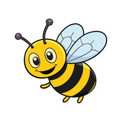 Adorable Cartoon Bee with Yellow and Black Stripes