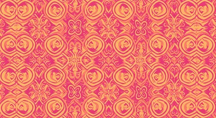 Abstract Pattern with Interlocking Shapes in Shades of Pink and Orange, Whimsical and Vibrant Pink and Orange Pattern for Creative Designs