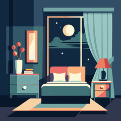 Modern Bedroom Layout Sticker – Minimalist Silhouette Design for Interior Design Planners, Home Decor Journals, and Room Styling Projects