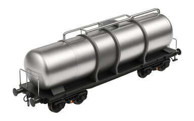 Naklejka premium Multi-compartment tanker railcar with visible separation walls and external piping
