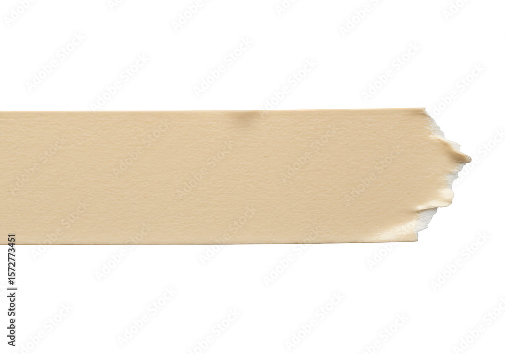 Poster a strip of beige masking tape with a torn edge is isolated on a transparent background