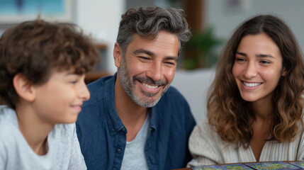 Obraz premium Latino family enjoying games and laughter in a cozy home