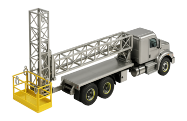 Bridge inspection truck with under-bridge access platform and safety harness points