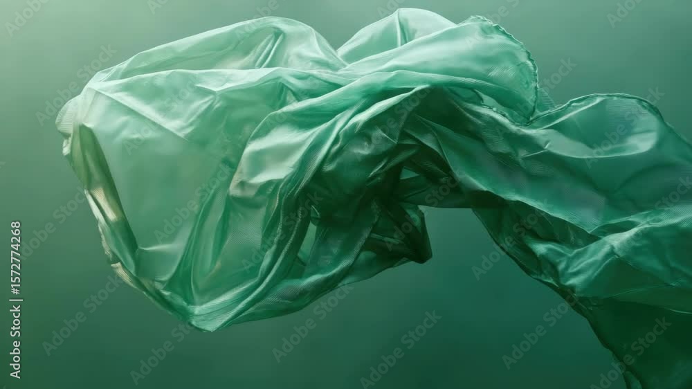 Aufkleber a piece of green fabric is floating in the water. it is long and thin. the fabric is not visible in 