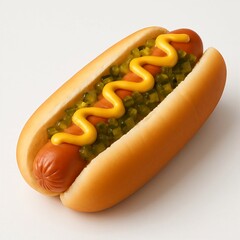 hot dog with mustard