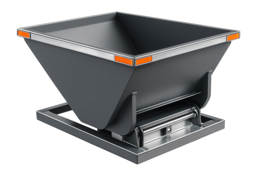 Bulk cargo hopper with sloped sides and bottom discharge gate