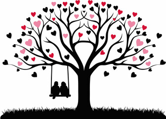 Obraz premium Whimsical silhouette of a decorative heart - perfect for Valentine’s Day SVG sets, romantic DIY crafts, couple gifts, wedding invitations, and anniversary sticker art