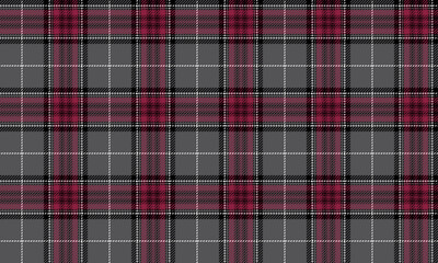 Seamless plaid pattern, dark grey, red, black and white, suitable for designing clothes, skirts, pants, dresses and various textile prints, vector illustration.