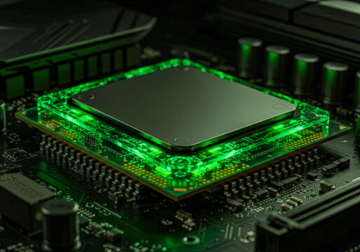 Central processing unit module on a motherboard, concept of modern technology and high-tech computer part - Powered by Adobe