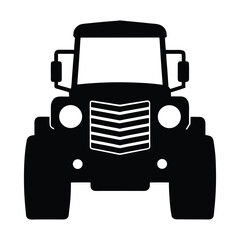 Front view tractor silhouette with illuminated headlights perfect for agricultural and transportation themes