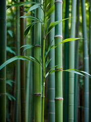 Fototapeta premium Vibrant Green Bamboo Stalks in a Forest