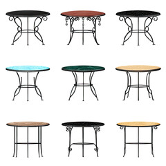 Round Tables with Metal Legs Isolated on Transparent Background