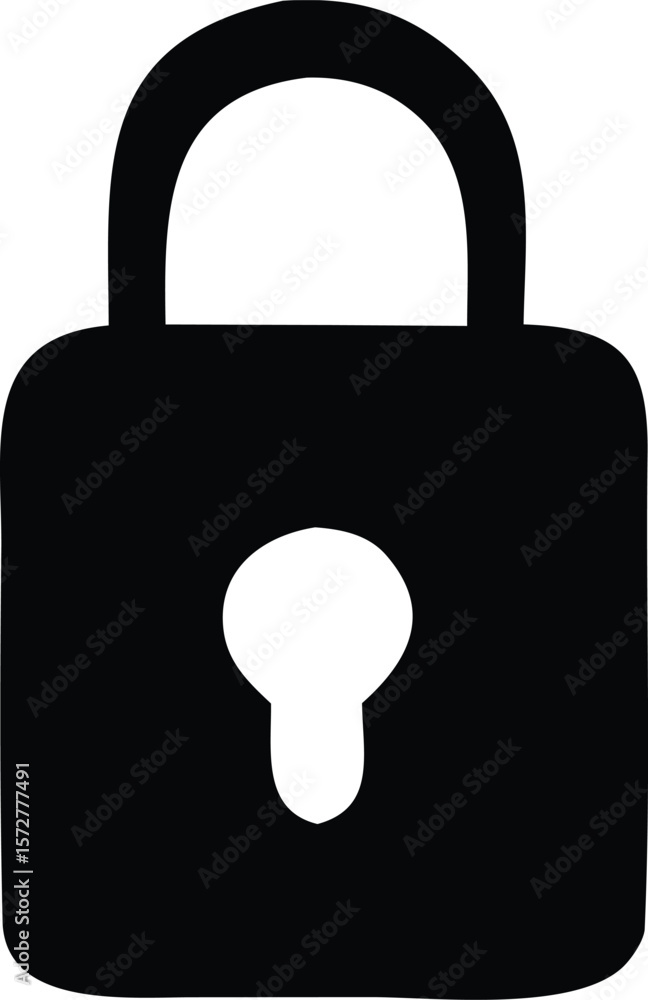 Aufkleber a simple black silhouette of a padlock with a white keyhole representing security and protection aga