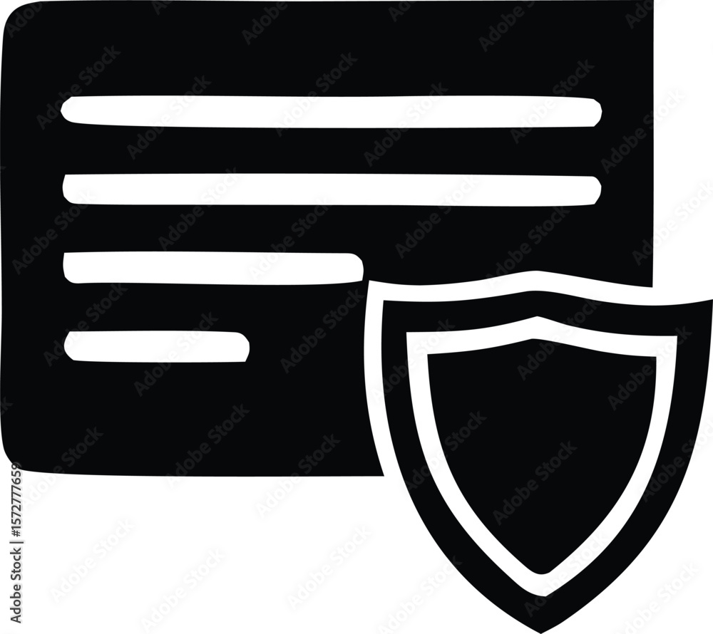 Poster secure document icon representing data protection and confidentiality with a shield overlay