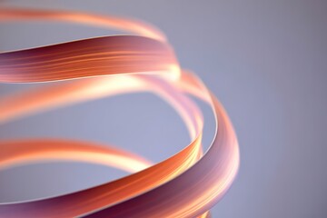 Radiant orange and pink light ribbons twisting in surreal spiral formation 