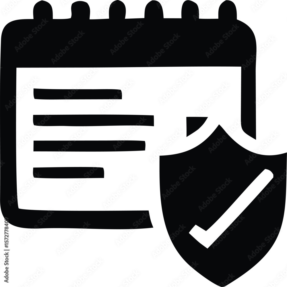 Poster calendar with a shield and checkmark symbolizing secure scheduling and verified appointments