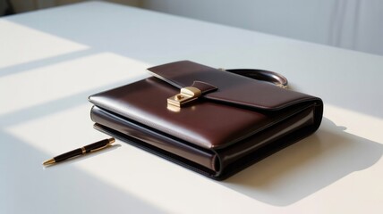 business briefcase placed on a white background