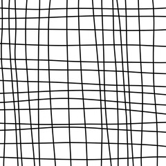 Abstract line pattern simple grid. Hand drawn grid Asymmetric geometric square. Black white Crosshatch design.	
