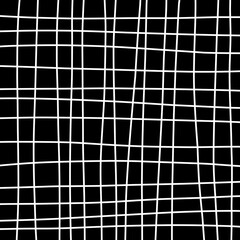 Abstract line pattern simple grid. Hand drawn grid Asymmetric geometric square. Black white Crosshatch design. Hand drawn crosshatch pattern.