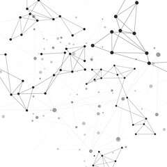 Abstract geometric background with connecting points and lines. White digital background. Network concept