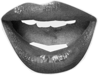 Halftone Collage in magazine style with emotional woman's lip gesture