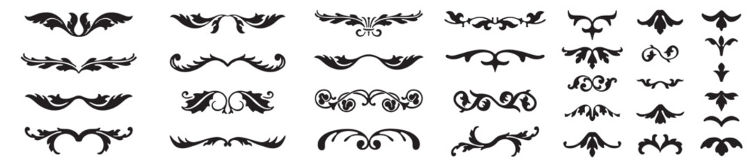 Set of decorative dividers leafs elements. Vintage calligraphy collection