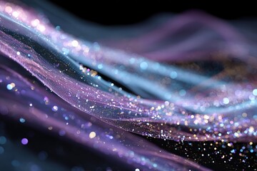 Flowing holographic light strands drifting through futuristic space -