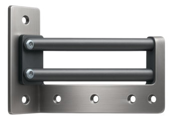 Wide-angle corner bracket with dual reinforcement bars for heavy-duty furniture projects.