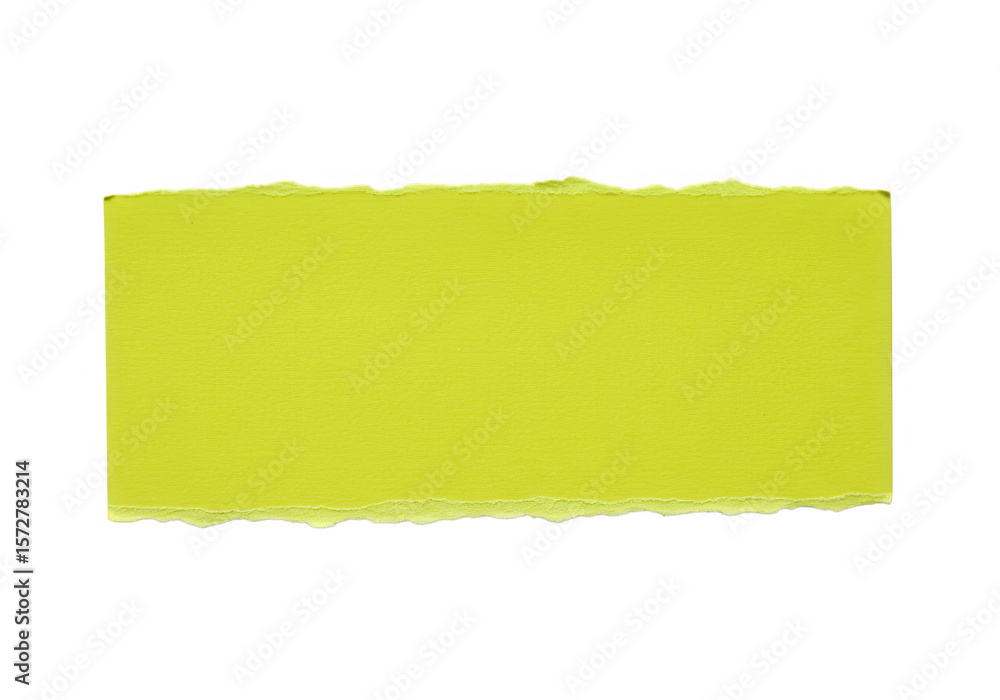 Poster a piece of light green torn paper with a rough edge creates a textured background on white isolated 