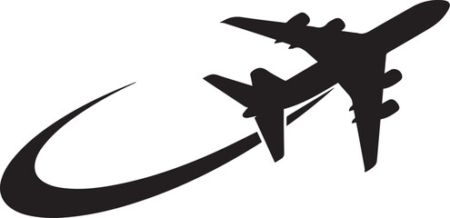 vector black silhouette of a fly plane