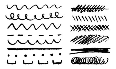set of vector rough graphite pencil brushes. A variety of pencil lines, underlines, and shading. Pencil textures of various shapes. Easy to edit color and apply to any outline, write, and draw
