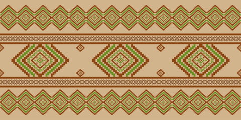 Southwest Native seamless pattern ethnic tribal Pixel Art Aztec geometric Navajo Native American fabric colorful design vector for textile print
