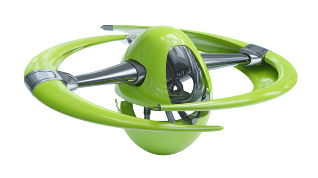 A green energy wind turbine model with clean, futuristic design, isolated on white background,