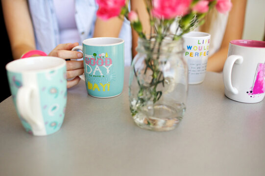 Mugs on a table
