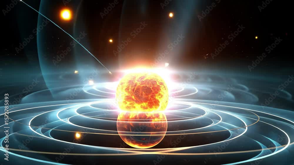 Poster exploring the dynamics of cosmic waves and stellar formations in space during the night
