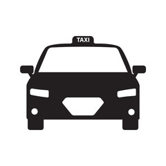 Taxi car icon. Taxi car front view, pictogram design isolated on white background. Symbol of city transport.