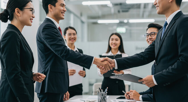 Successful Business Agreement and Applause in Office - Powered by Adobe