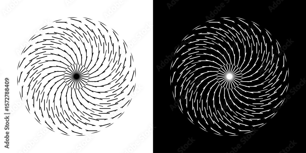 Fototapete abstract background with line pattern forming circle. spiral art design as logo or icon. black lines