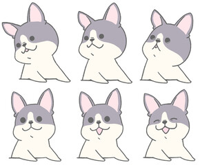 Fototapeta premium Cute french bulldog icon set