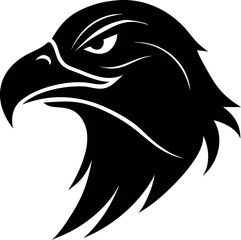 Fototapeta premium Stylized black eagle head silhouette with sharp features isolated on white background