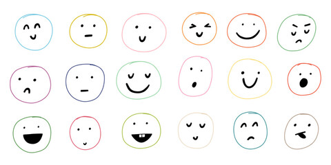 Happy Smile Face Line. Hand Doodle Smiley Emoji. Sketch Doodle Vector Illustration
