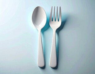 Spoon and fork on a minimalist background.